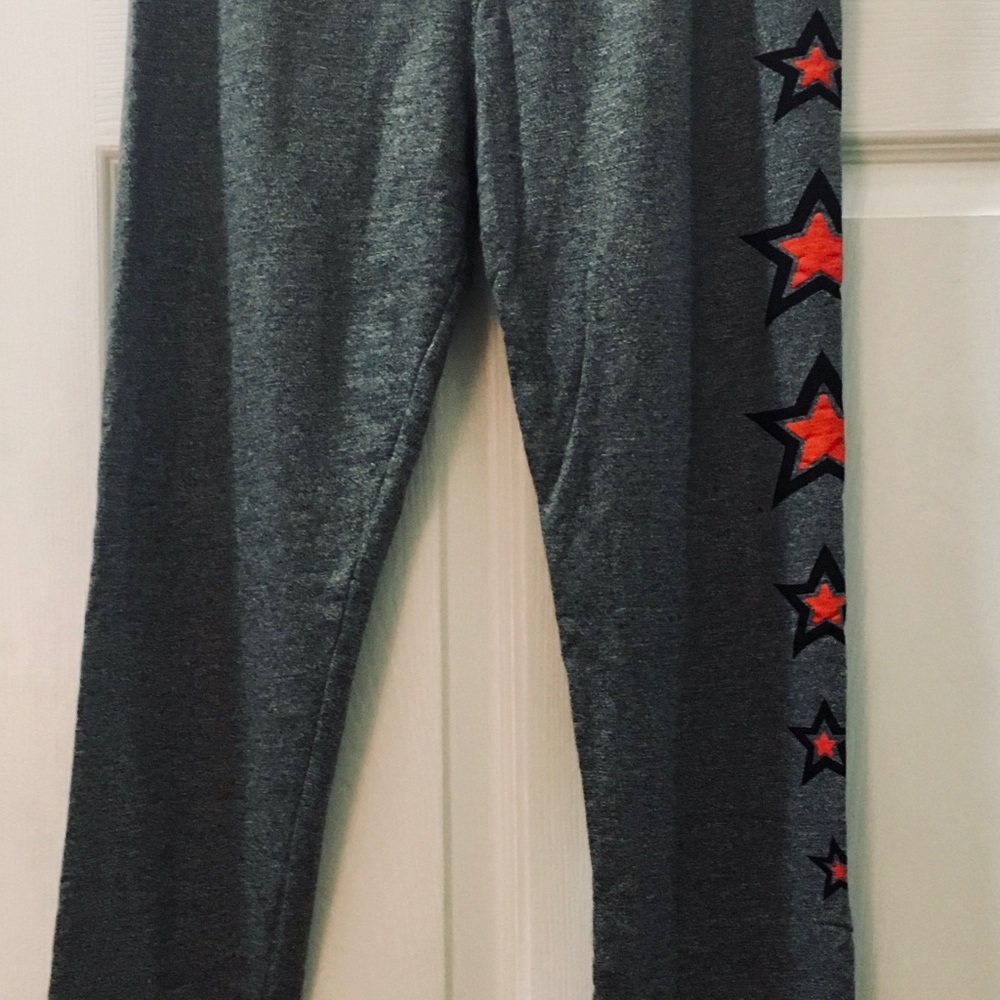 Sundry Slim Fit Gray Red Stars Sweatpants